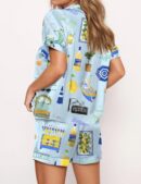 Italy Vacation Silk Satin Pajama Set For Women