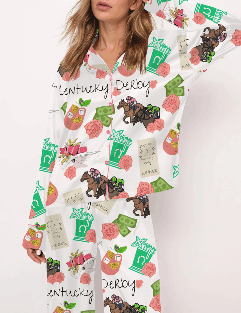 Kentucky Derby Horse Silk Satin Pajama Set