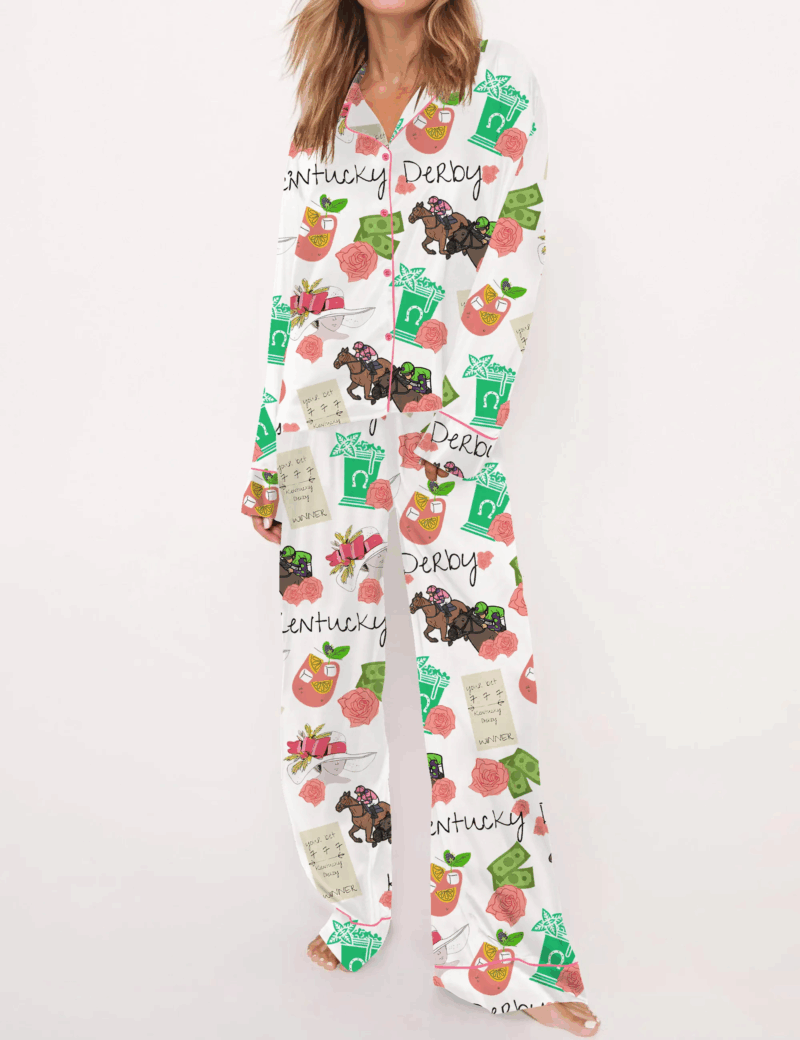 Kentucky Derby Horse Silk Satin Pajama Set