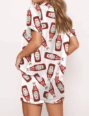 Ketchup Bottle Silk Satin Pajama Set For Women