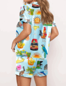 Key West Florida Silk Travel Satin Pajama Set For Women