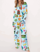 Key West Florida Silk Travel Satin Pajama Set For Women