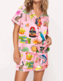 Key West Florida Silk Travel Satin Pajama Set For Women