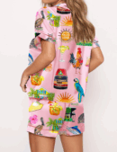 Key West Florida Silk Travel Satin Pajama Set For Women