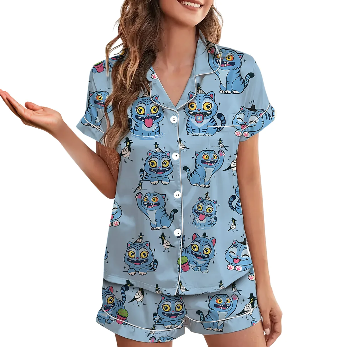 Kpop Movie Tiger Satin Pajamas Set For Women