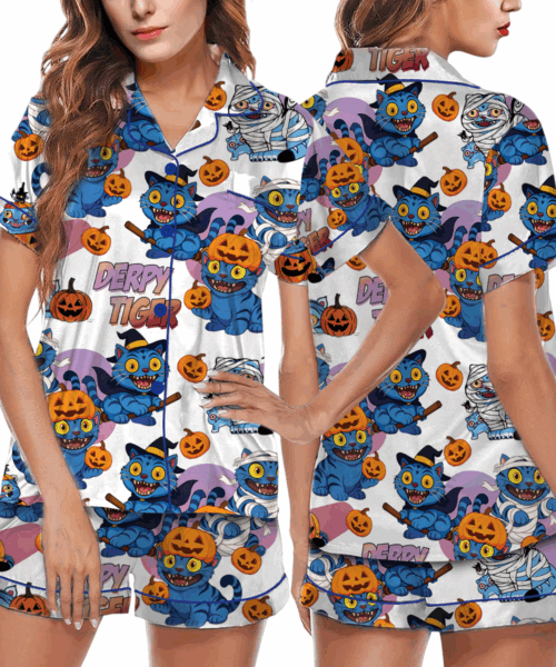 Kpop Demon Pumpkin Halloween Satin Pajamas Set