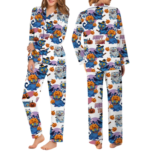 Kpop Demon Pumpkin Halloween Satin Pajamas Set