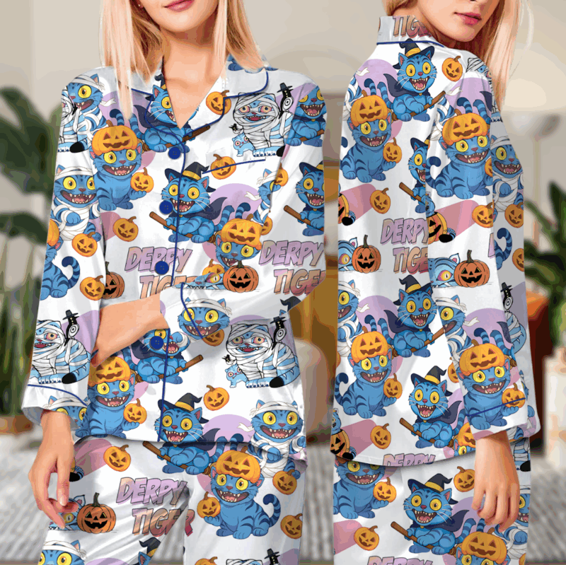Kpop Demon Pumpkin Halloween Satin Pajamas Set