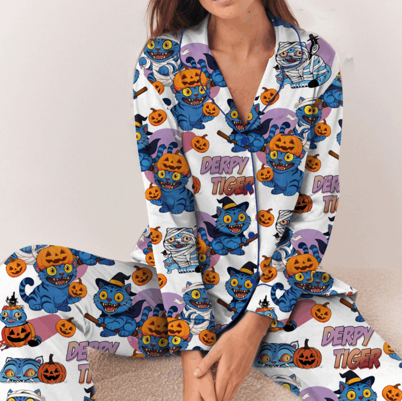 Kpop Demon Pumpkin Halloween Satin Pajamas Set