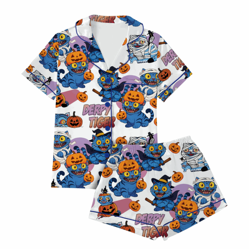 Kpop Demon Pumpkin Halloween Satin Pajamas Set