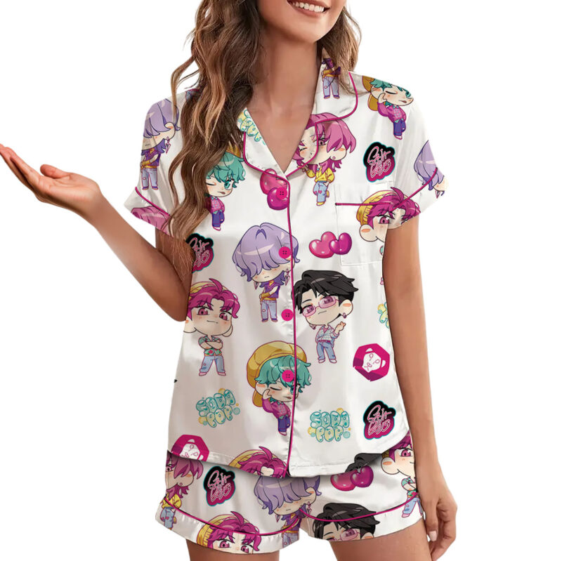 Kpop Idol Satin Pajamas Set For Women