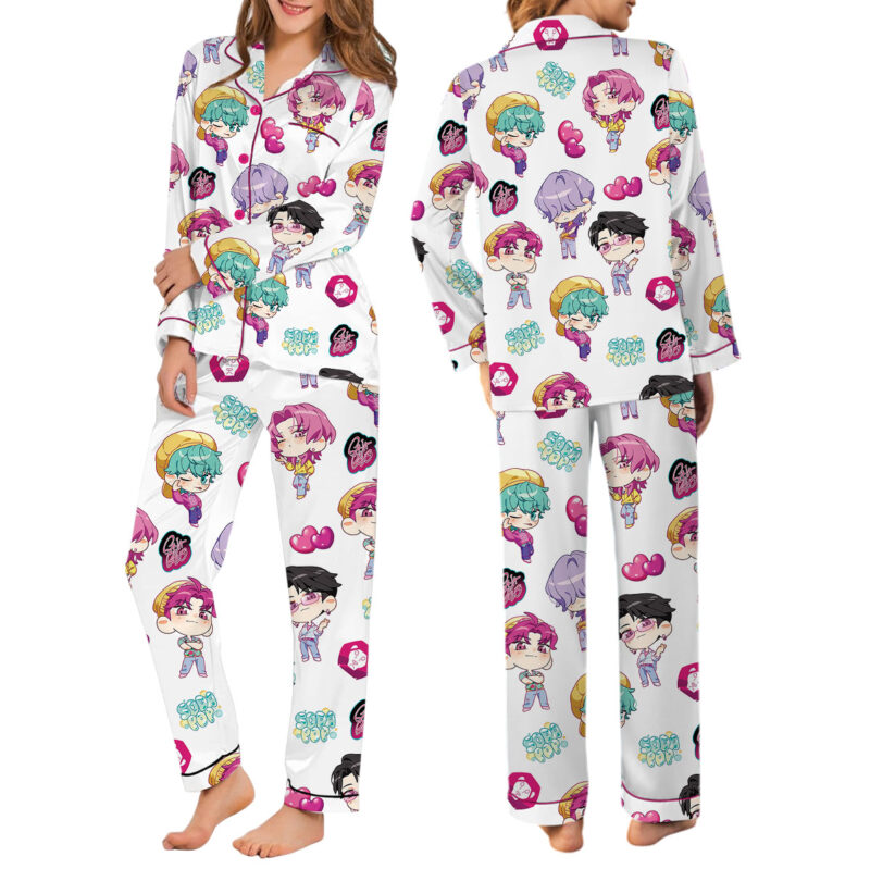 Kpop Idol Satin Pajamas Set For Women