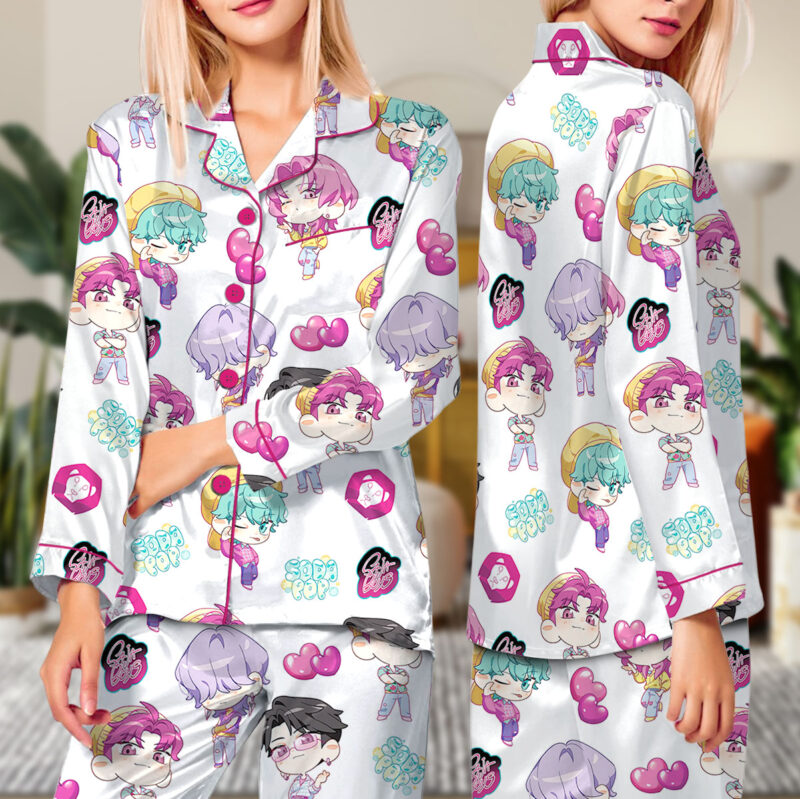 Kpop Idol Satin Pajamas Set For Women