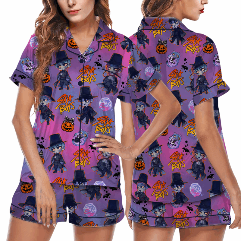 Kpop Movie Halloween Satin Pajamas Set For Women