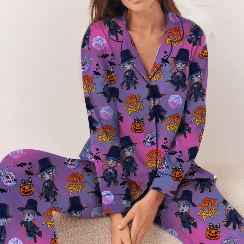 Kpop Movie Halloween Satin Pajamas Set For Women