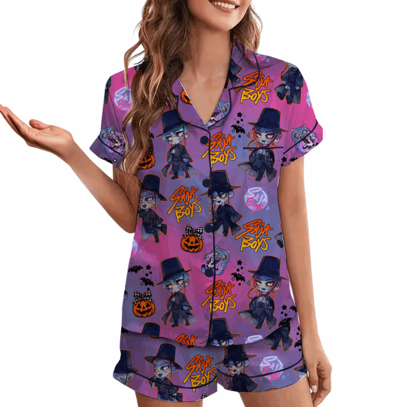 Kpop Movie Halloween Satin Pajamas Set For Women
