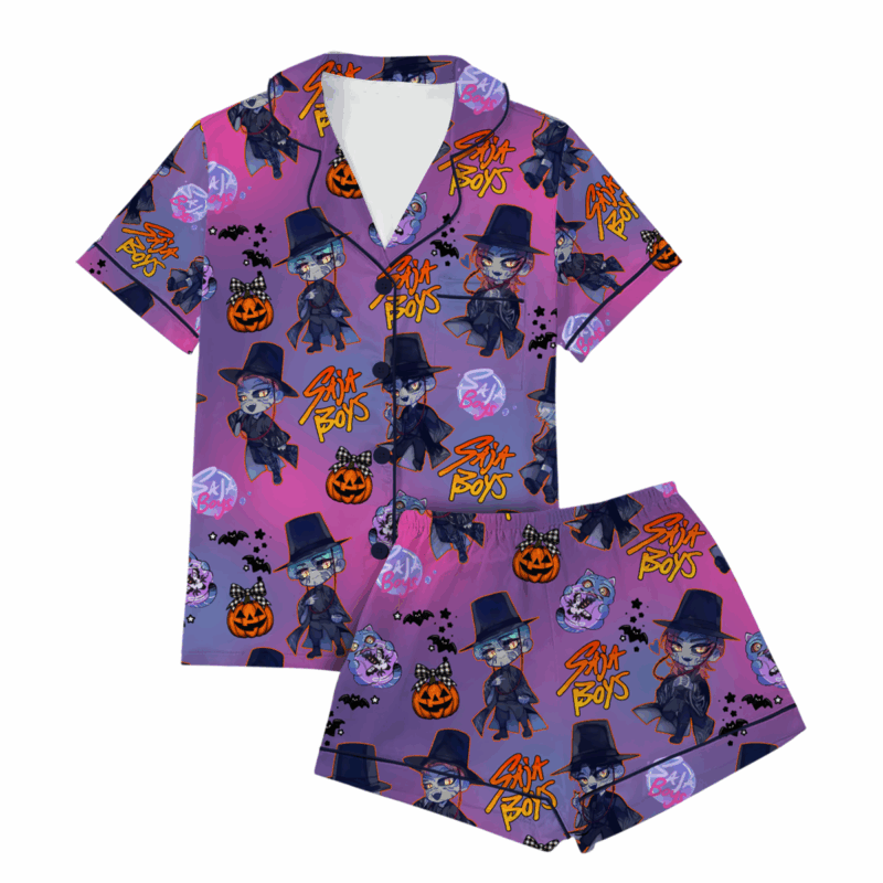Kpop Movie Halloween Satin Pajamas Set For Women