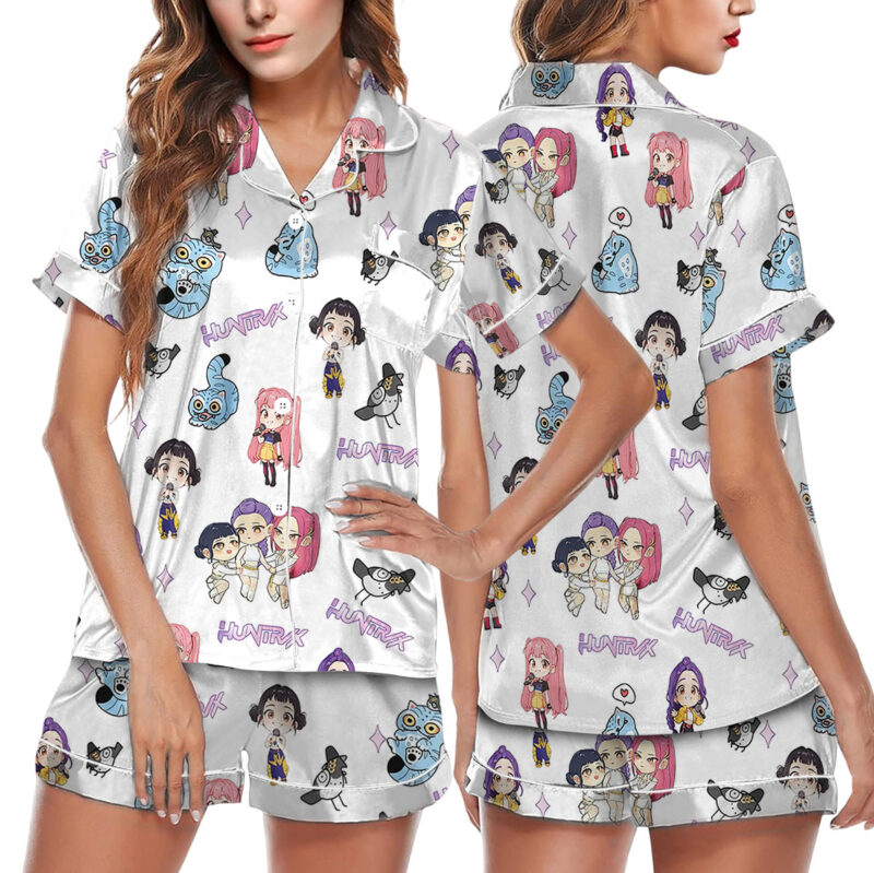 Kpop Movie Silk Satin Pajamas Set For Women