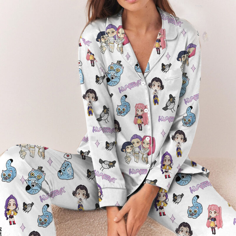 Kpop Movie Silk Satin Pajamas Set For Women