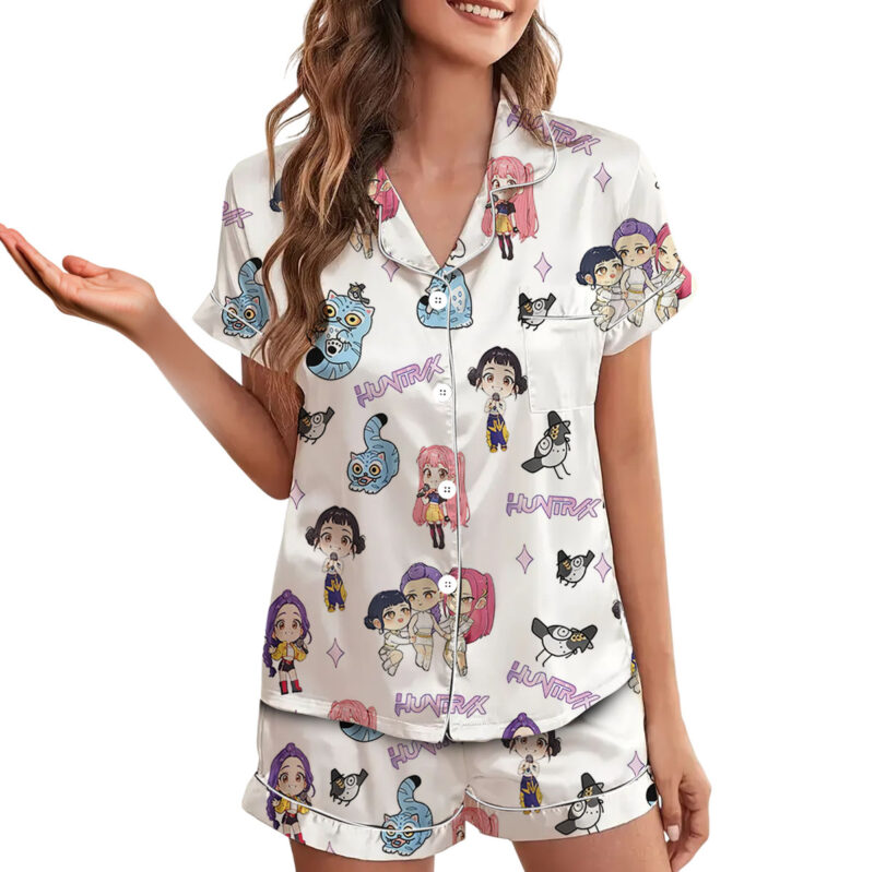 Kpop Movie Silk Satin Pajamas Set For Women