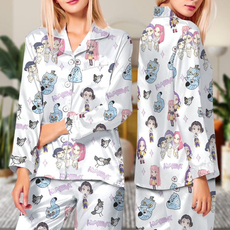Kpop Movie Silk Satin Pajamas Set For Women
