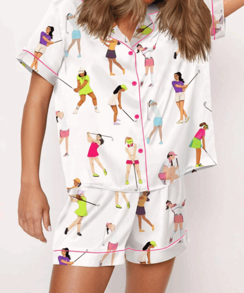 Ladies Golf Silk Satin Pajama Set For Women