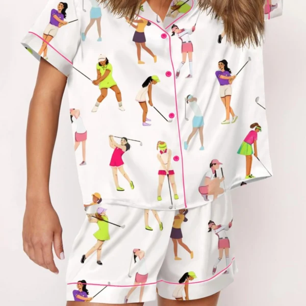 Ladies Golf Silk Satin Pajama Set For Women