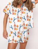 Lobster Aperol Spritz Trio Silk Satin Pajama Set