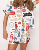 London England Silk Satin Pajama Set For Women