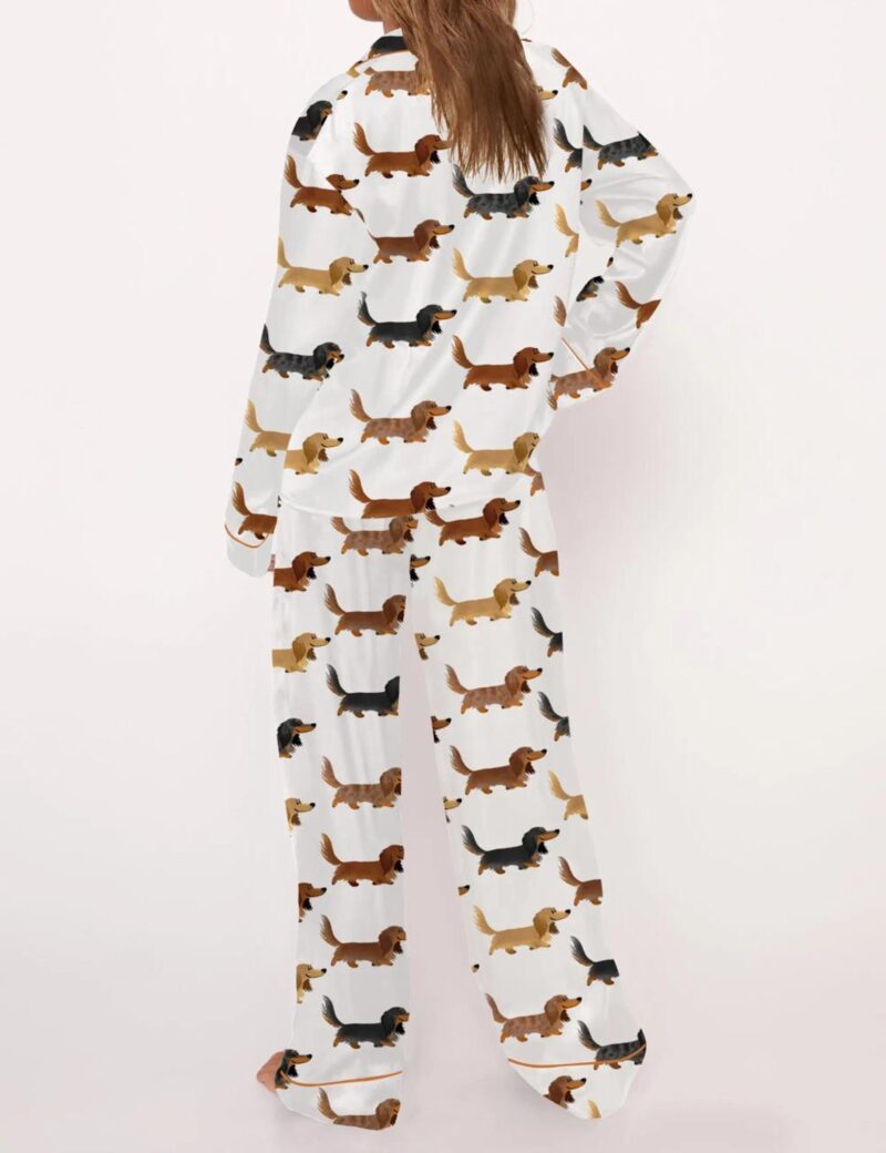 Longhaired Dachshund Print Silk Satin Pajama Set