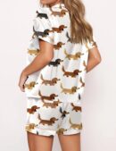 Longhaired Dachshund Print Silk Satin Pajama Set