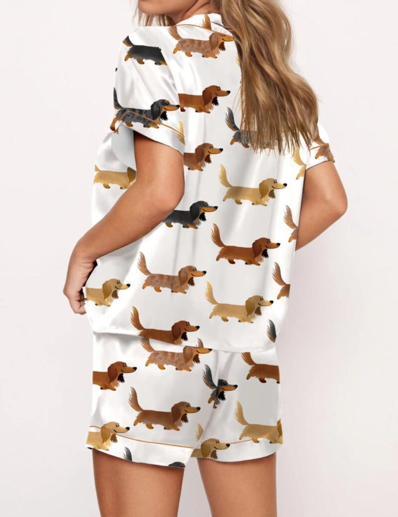 Longhaired Dachshund Print Silk Satin Pajama Set