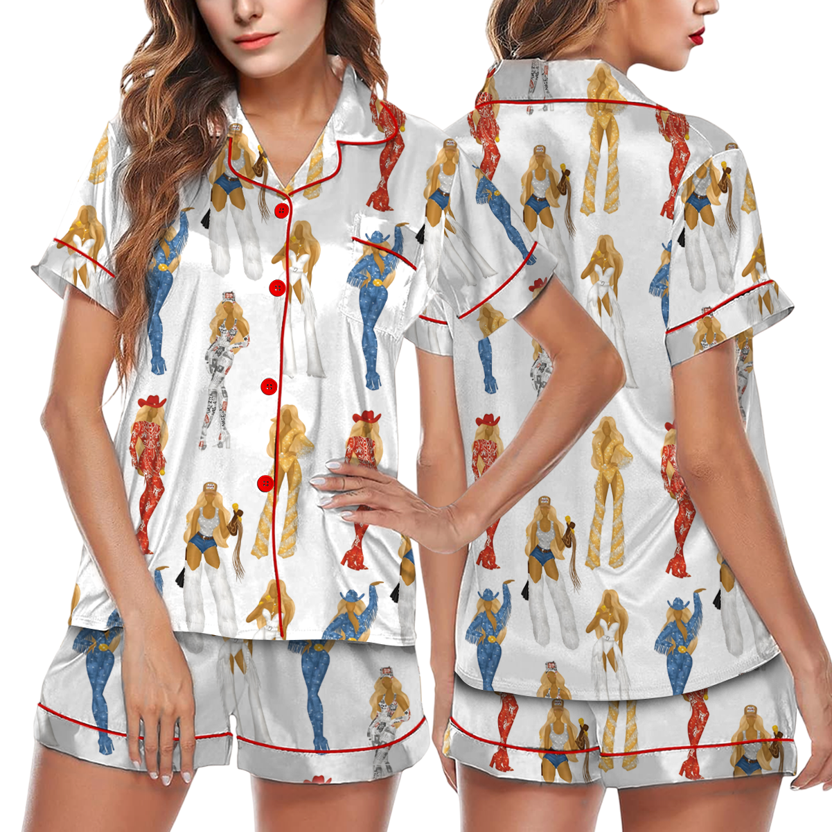 Cowboy Carter Tour Silky Satin Pajama Set For Women
