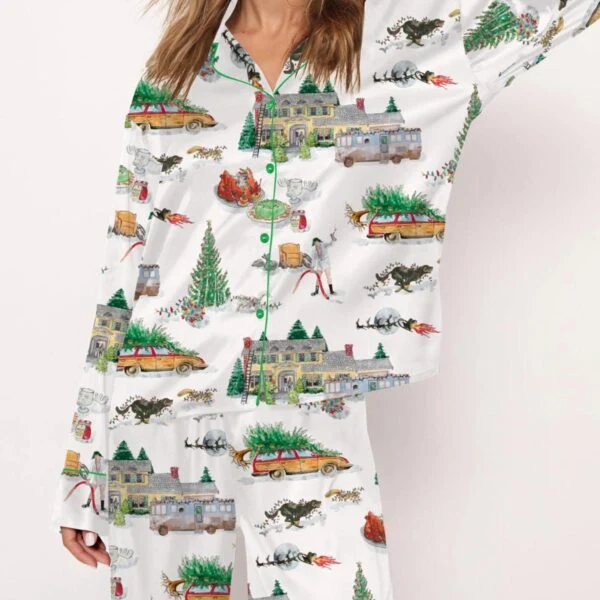 Magazine Christmas Silk Satin Pajama Set For Women