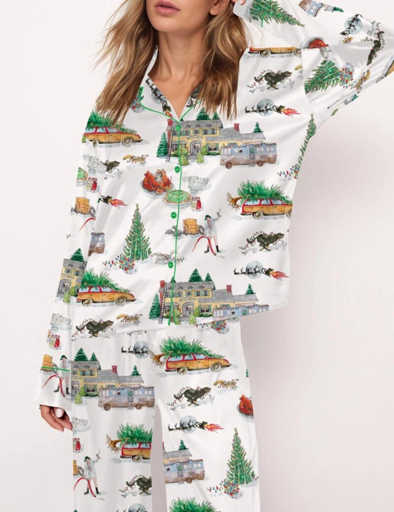 Magazine Christmas Silk Satin Pajama Set For Women