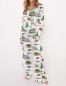 Magazine Christmas Silk Satin Pajama Set For Women