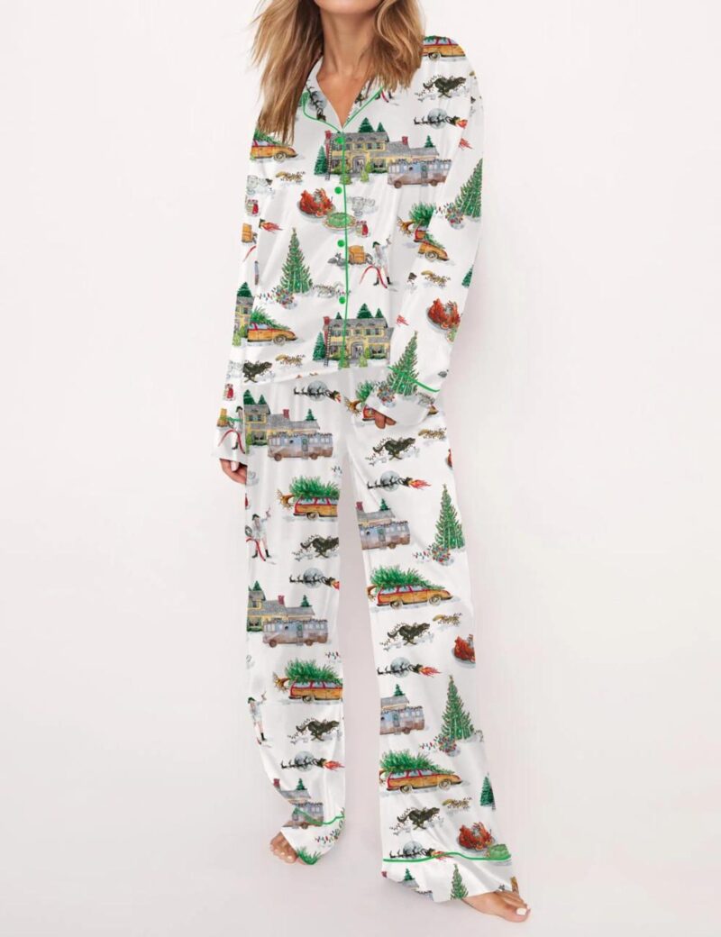 Magazine Christmas Silk Satin Pajama Set For Women