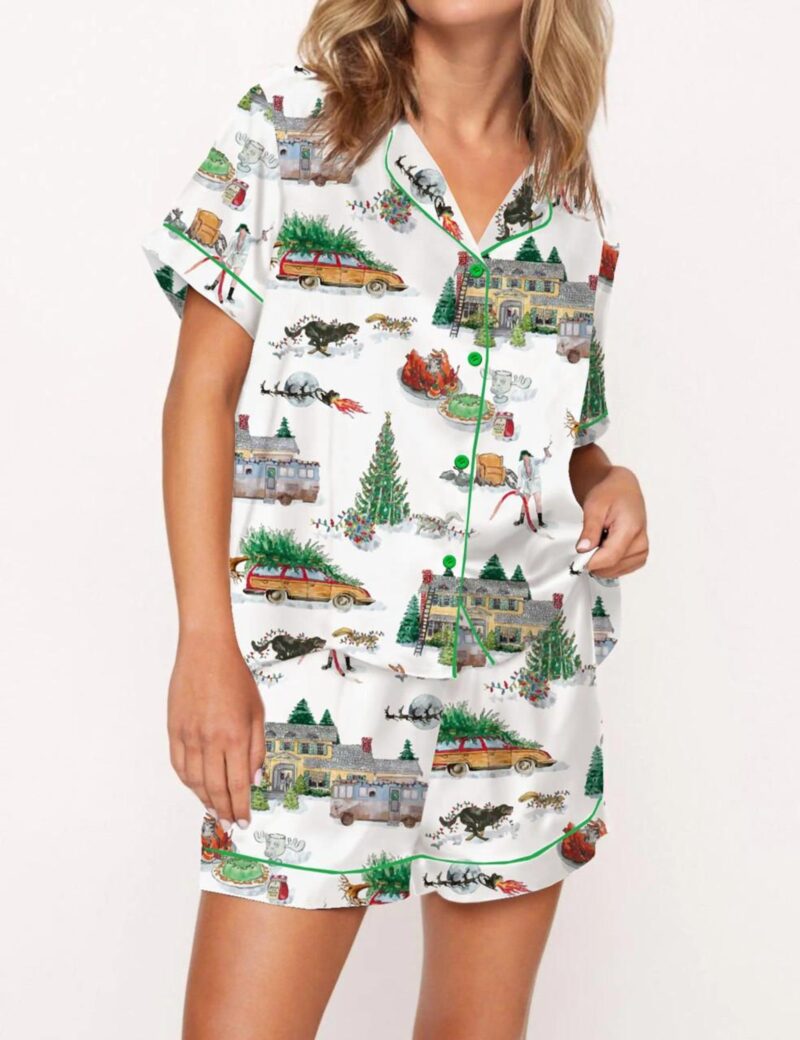 Magazine Christmas Silk Satin Pajama Set For Women