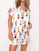 Marathon Runner Watercolor Satin Pajama Set For Women