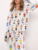 Marathon Runner Watercolor Satin Pajama Set For Women