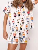 Marathon Runner Watercolor Satin Pajama Set For Women