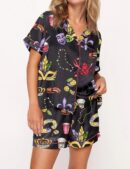 Mardi Gras Beads King Cake Crawfish Satin Pajama Set