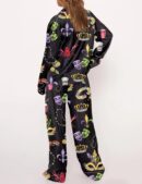 Mardi Gras Beads King Cake Crawfish Satin Pajama Set