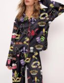 Mardi Gras Beads King Cake Crawfish Satin Pajama Set