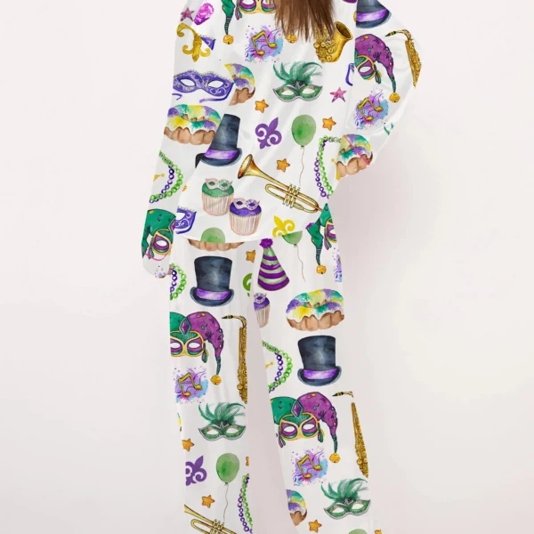 Mardi Gras Silk Satin Pajama Set For Women