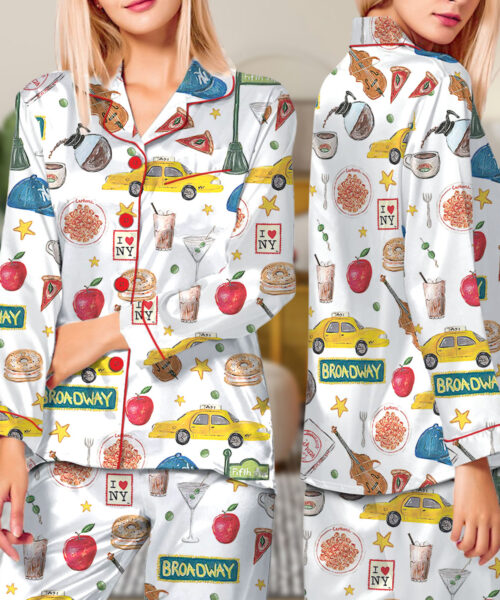 New York Travel Satin Pajama Set For Women