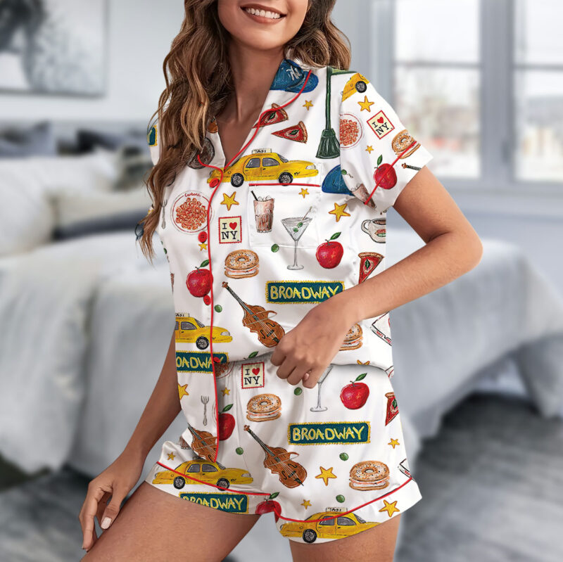 New York Travel Satin Pajama Set For Women