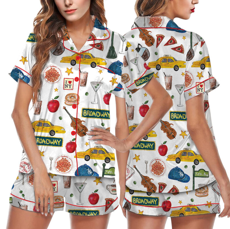 New York Travel Satin Pajama Set For Women
