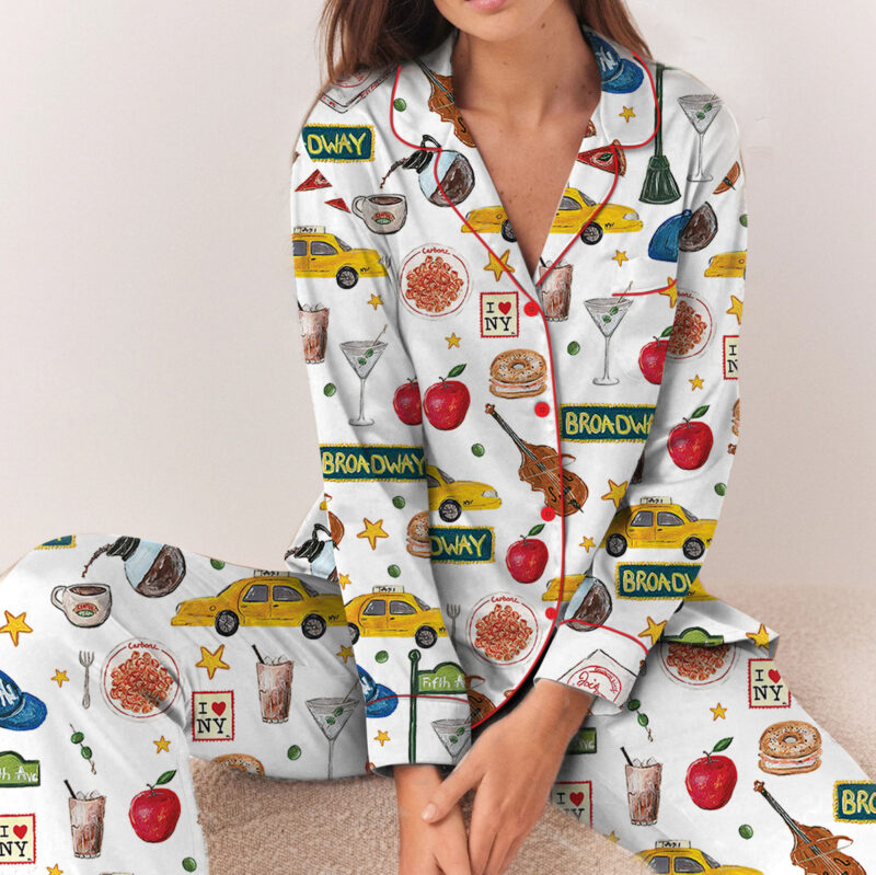 New York Travel Satin Pajama Set For Women
