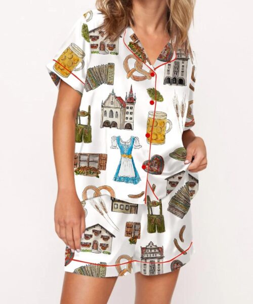 Oktoberfest Silk Satin Pajama Set For Women